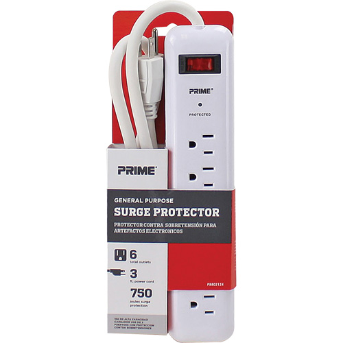 Protecteurs de surtension, 6 Prises, 750 J, 1875, Cordon 3' Equipex