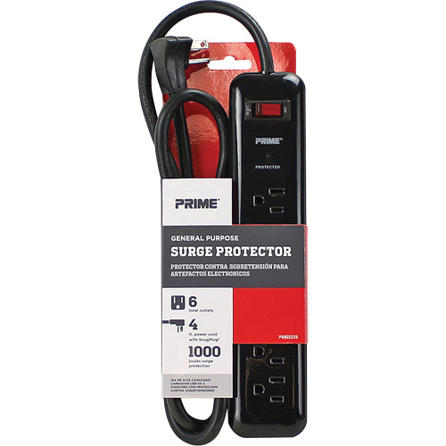 Protecteurs de surtension, 6 Prises, 1000 J, 1875, Cordon 4' Equipex