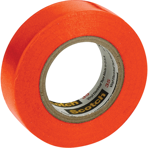 Rubans en vinyle pour codage en couleurs 35 Scotch, 12,7 mm (1/2") x 20,1 m (66'), Orange, 7 mils Equipex