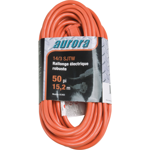 Vinyl Extension Cord, Outdoor, SJTW, 14/3 AWG, 15 A, 50' Equipex