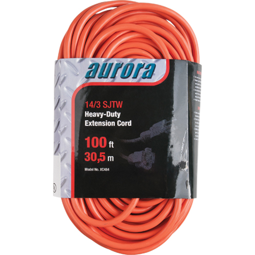 Vinyl Extension Cord, Outdoor, SJTW, 14/3 AWG, 13 A, 100' Equipex