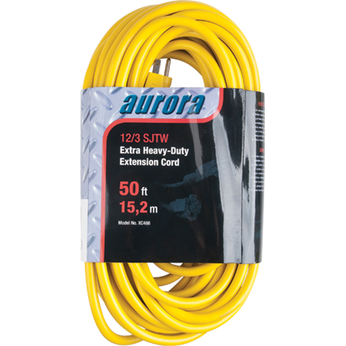 Vinyl Extension Cord, Outdoor, SJTW, 12/3 AWG, 15 A, 50' Equipex