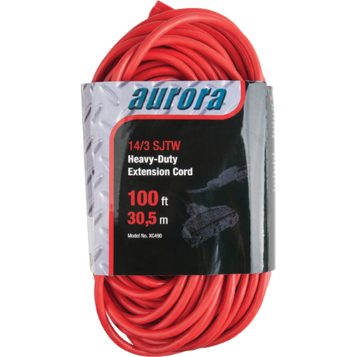 Vinyl Extension Cord, Outdoor, SJTW, 14/3 AWG, 13 A, 3 Outlet(s), 100' Equipex