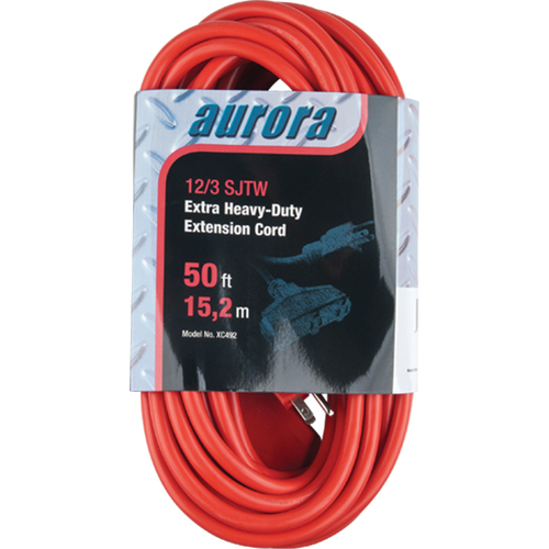 Vinyl Extension Cord, Outdoor, SJTW, 12/3 AWG, 15 A, 3 Outlet(s), 50' Equipex
