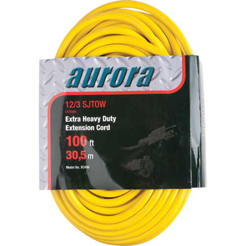 Vinyl Extension Cord with Light Indicator, Outdoor, SJTOW, 12/3 AWG, 15 A, 100' Equipex