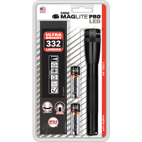 Lampes de poche Mini Pro, DEL, 332 lumens, Piles AA Equipex
