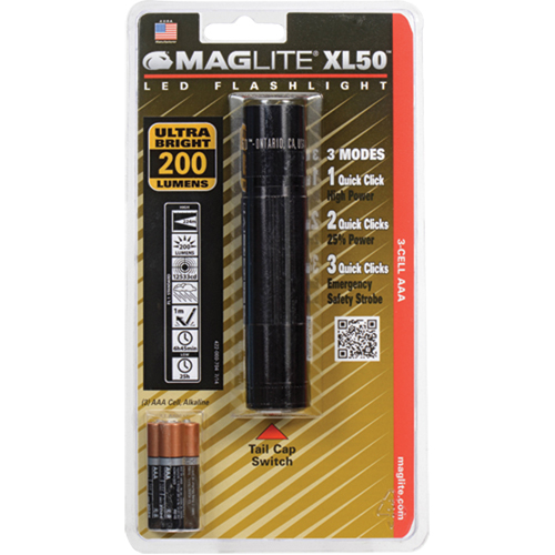 Lampes de poche XL50, DEL, 200 lumens, Piles AAA Equipex