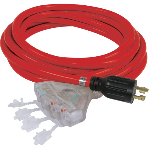 Rallonge pour g&eacute;n&eacute;ratrice &agrave; quatre prises, STW, AWG 10, 20 A, 4 prise(s), 25' Equipex