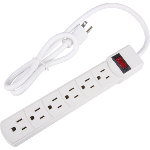 Surge Suppressor, 6 Outlets, 200 J, 1875 W, 3' Cord Equipex