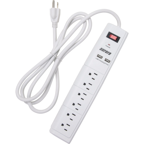 USB Charging Surge Protector, 6 Outlets, 1200 J, 1875 W, 6' Cord Equipex