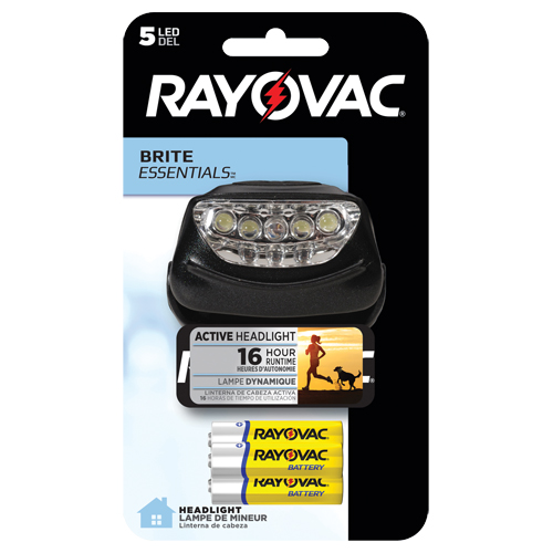 Lampe frontale Brite Essentials, DEL, 14 lumens, 16 hres de fonctionnement, piles AAA Equipex