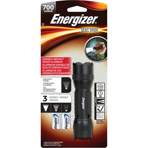 TAC 700 Flashlight, LED, 700 Lumens, CR123 Batteries Equipex