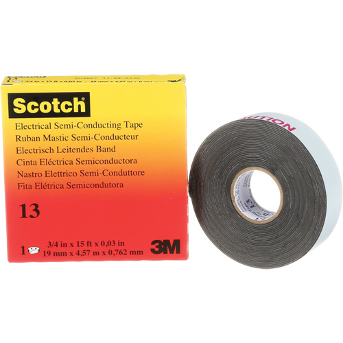 Scotch&reg; Electrical Semi-Conducting Tape, 19 mm (3/4") x 4.6 m (15'), Black, 30 mils Equipex