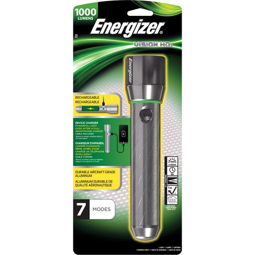 Vision HD Focus Flashlight, LED, 1000 Lumens, Rechargeable Batteries Equipex