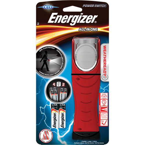 Weatheready&reg; All-in-One Light, LED, AA Batteries, Aluminum/Plastic/Polymer/Rubber Equipex