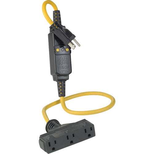 Triple-Tap Inline GCFI Extension Cord & Connector, 120 V, 15 Amps, 3' Cord Equipex