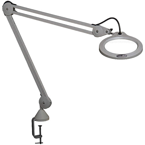 Magnifying Lamp, 5 Diopter, LED Light, 45" Arm, C-Clamp, Grey Equipex