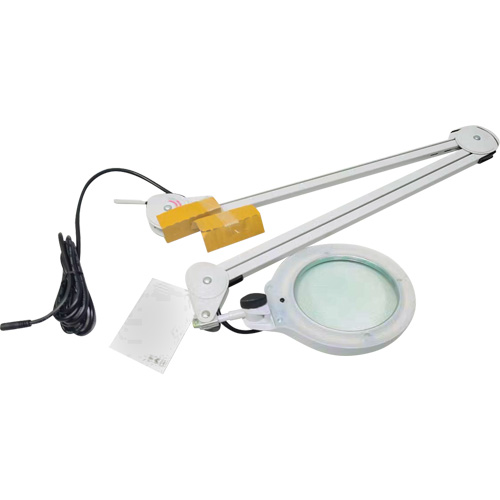 Magnifying Lamp, 3 Diopter, LED Light, 45" Arm, C-Clamp, Grey Equipex