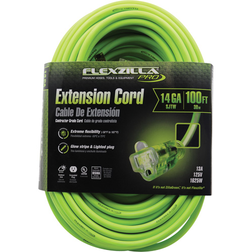 Cordon rallonge industriel Flexzilla Pro, Toutes saisons, SJTW, AWG 14/3, 15 A, 100' Equipex