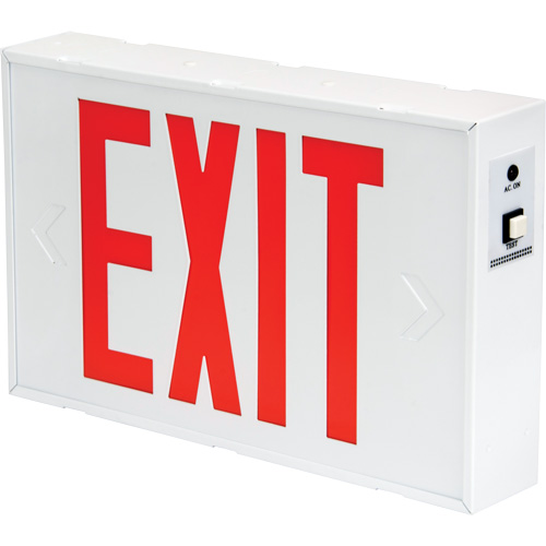 Exit Sign, LED, Battery Operated/Hardwired, 12-1/5" L x 7-1/2" W, English Equipex
