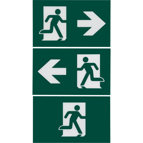 Enseigne d'homme qui court avec &eacute;clairage de s&eacute;curit&eacute;, DEL, &agrave; piles/&agrave; raccordement fixe, 12-1/10" lo x 11" la, Pictogramme Equipex