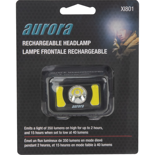 Headlamp, LED, 350 Lumens, 2 Hrs. Run Time, Rechargeable Batteries Equipex