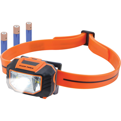 Headlamp with Silicone Hardhat Strap, LED, AAA Batteries, Plastic Equipex
