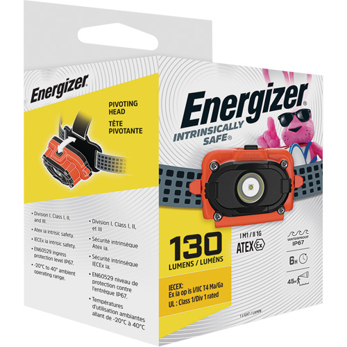 Intrinsically Safe&reg; Headlamp, LED, 130 Lumens, 6 Hrs. Run Time, AAA Batteries Equipex