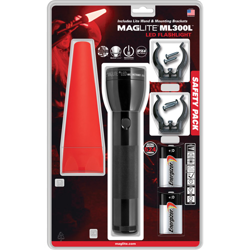 Safety Flashlight Pack, LED, 487 Lumens, D Batteries Equipex
