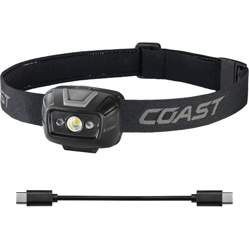 Lampe frontale projecteur &agrave; grand angle bicolore FL20R , DEL, 520 lumens, 2,5 hres de fonctionnement, piles Rechargeable Equipex