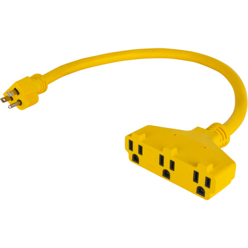 Extension Power Adapter, Outdoor, STOW, 12/3 AWG, 15 A, 3 Outlet(s), 2' Equipex