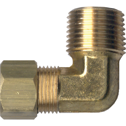 Raccord coud&eacute; 90° de tuyau, Tube x m&acirc;le tuyau, Laiton, 1/4" x 1/2" Equipex