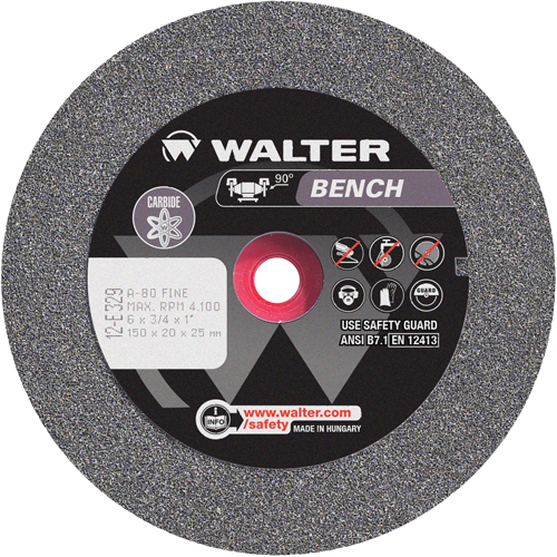 Bench Grinding Wheel, 6" x 3/4", 1" Arbor, 1 Equipex