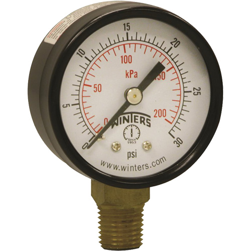 Manom&egrave;tre &eacute;conomique,  2", 0 - 30 psi, Fixation inf&eacute;rieure, Analogique Equipex