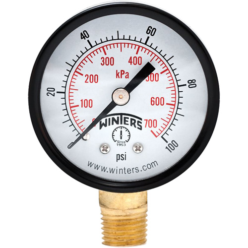Manom&egrave;tre &eacute;conomique,  2", 0 - 100 psi, Fixation inf&eacute;rieure, Analogique Equipex