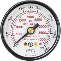 Pressure Gauges, 1-1/2" , 0 - 4000 psi, Back Mount, Analogue Equipex
