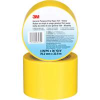 Ruban en vinyle pour travaux g&eacute;n&eacute;raux 764, 76 mm (3") la x 32,9 m (108') lo, 5 mils, Jaune Equipex