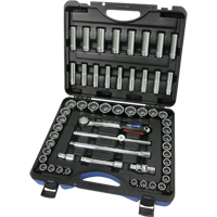 SAE/Metric 12-Point Socket Set, 55 Pcs, 1/2" Drive Size, Deep Equipex