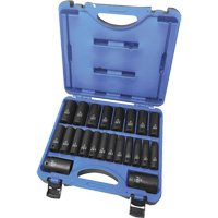 PSS2212DM 6-Point Metric Socket Set, 22 Pcs, Impact, 1/2" Drive Size, Deep Equipex