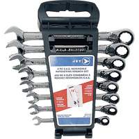 RCWS-8SR Long SAE Reversible Ratcheting Wrench Set, Combination, 8 Pieces, Imperial Equipex
