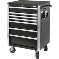 HDRC2807 HD Series Roller Cabinet, 7 Drawers, 27-4/5" W x 21-27/50" D x 40-31/100" H, Black Equipex