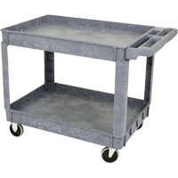 JPTC-3624 Heavy-Duty Polypropylene Shop Cart, 2 Tiers, 46" W x 25-1/2" D x 33-1/4" H, 500 lbs. Cap. Equipex