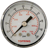 Manom&egrave;tre,  1-1/2", 0 - 100 psi, Fixation arri&egrave;re, Analogique Equipex