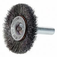Crimped Wire Wheel Brush with 1/4" Shank, 3" Dia., 0.014" Fill, 1/4" Arbor Equipex