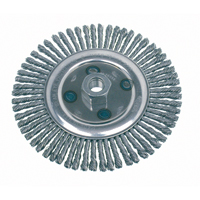 Knot Wire Wheel Brushes - Stringer Bead, 4-7/8" Dia., 0.02" Fill, 5/8"-11 Arbor, Steel Equipex