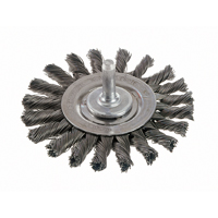Knot Wire Wheel Brushes - Standard Twist Knot with 1/4" Shank, 3" Dia., 0.014" Fill, Steel Equipex