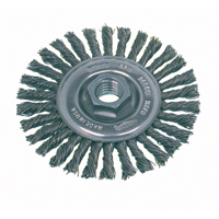 Brosse rotative &agrave; fils nou&eacute;s pour petites meuleuses haute vitesse, pour passe de fond, Dia. 4", Fils 0,02", Arbre 5/8"-11, Acier Equipex