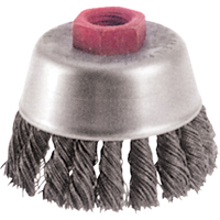Knot Wire Cup Brushes - High Speed Small Grinder, 2-3/4" Dia. x M10x1.25 Arbor Equipex
