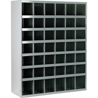 Steel Storage Bin Cabinet, 33-3/4" W x 12" D x 42" H, Grey Equipex