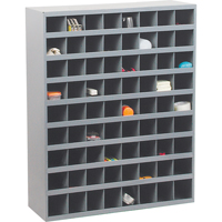 Steel Storage Bin Cabinet, 33-3/4" W x 12" D x 42" H, Grey Equipex